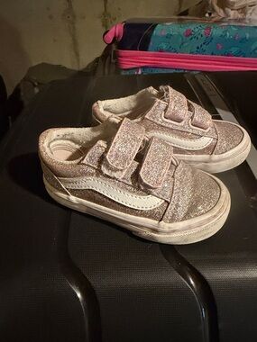 Vans Kids Glitter Velcro Sneakers - Rose Gold